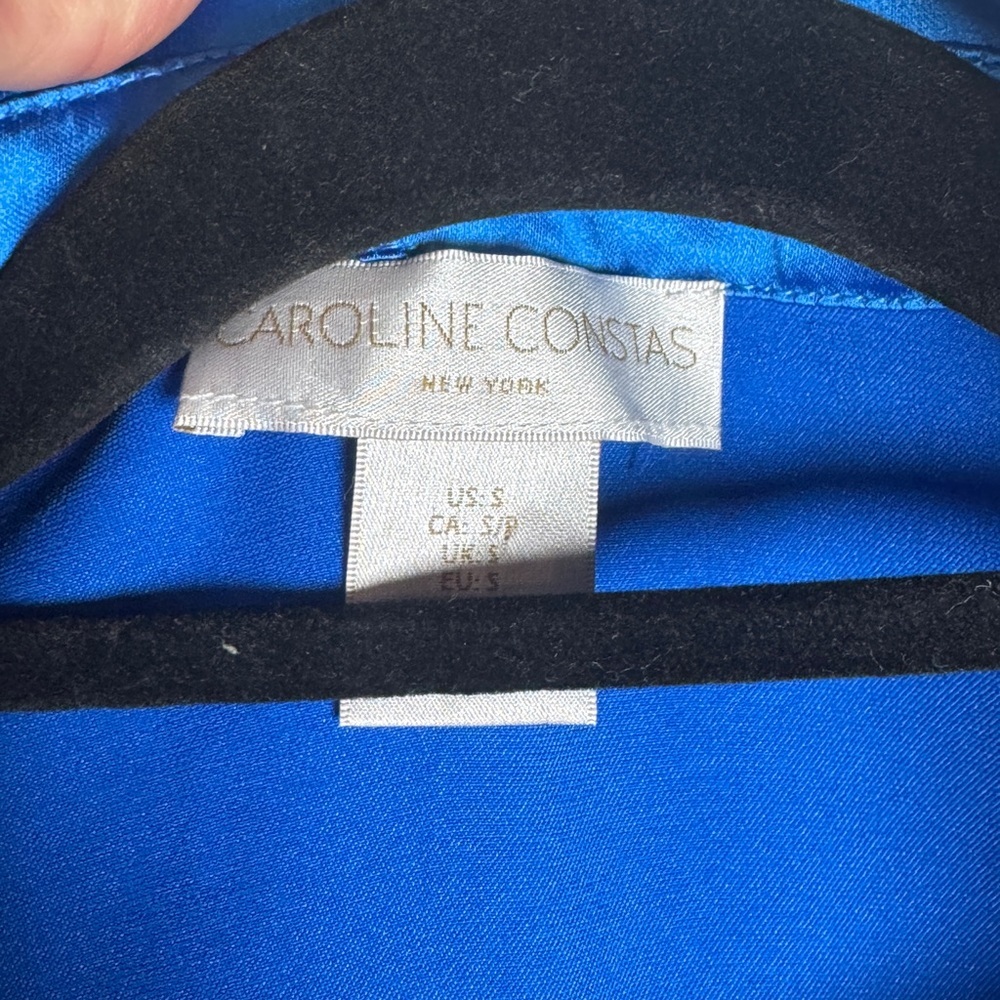 Caroline Constas Royal Blue Satin Button-Down Blouse | US S - Picture 2 of 6